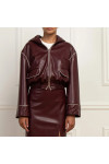 FEAR LEATHER CROP JACKET MAROON